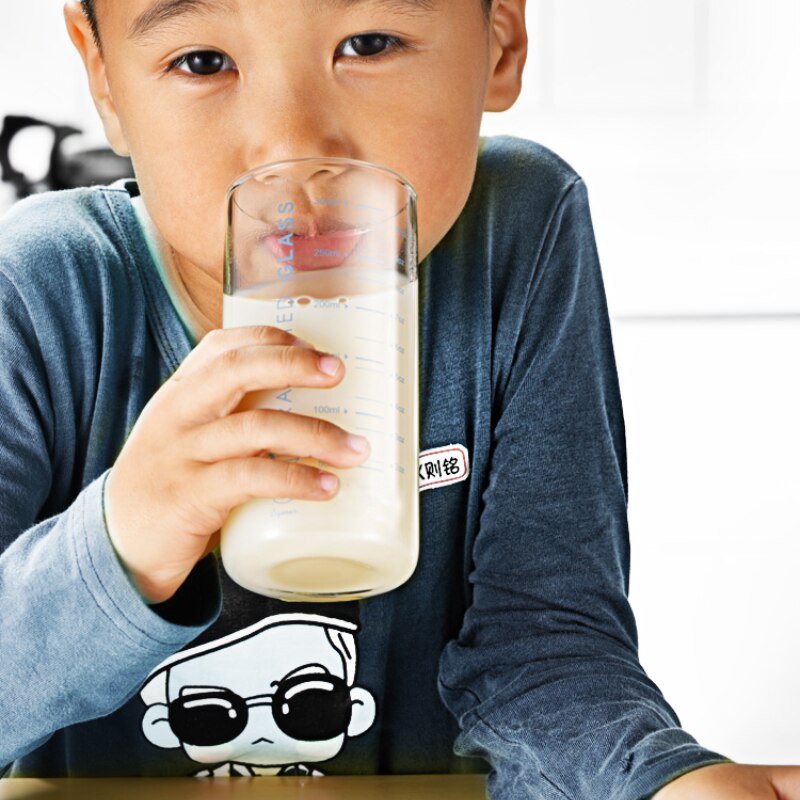 300Ml Explosieveilige Kinderen Melk Glas Meten Glas Met Tick Water Beker Yoghurt Cup Tick Cup Melk cup Ontbijt Cup