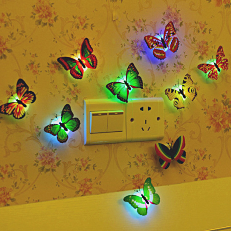 Led Gloeiende Vlinder Speelgoed Kinderkamer 3D Glow In Dark Vlinder Nachtlampje Huis Art Muurstickers Decoratie Party Speelgoed kinderen