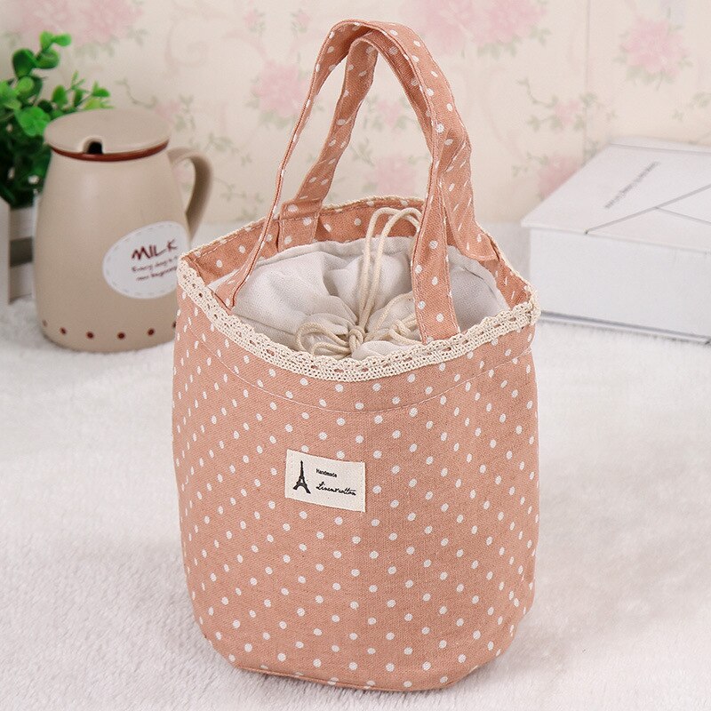 Portable Lunch Bag Thermal Insulated Lunch Box Tote Cooler Bag Bento Pouch Lunch Container School Food Storage Bags: pink-big