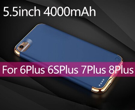 Fundas de carga de batería externa para iphone 6 6s 7 8 Plus, funda de carga de batería de Banco de energía ultradelgada para iphone 6 6s plus: 6plus 6splus(Blue)