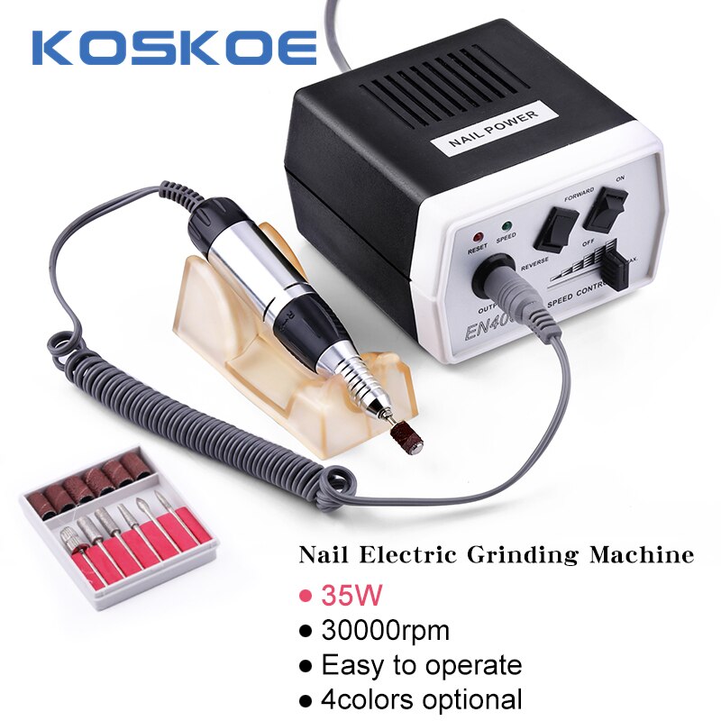 Koskoe Salon Elektrische Nail Boor Machine Apparatuur Set 30000Rpm Nagels Bestand Slijpen Pedicure Nail Art Gereedschap Acryl Gel