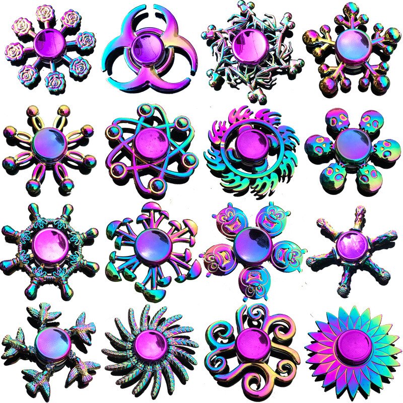 3 Blad Regenboog Metalen Vinger Spinner Lager Spinner Speelgoed Volwassen Kruis Tol Decompressie Speelgoed Voor Kinderen Fidget Spinners