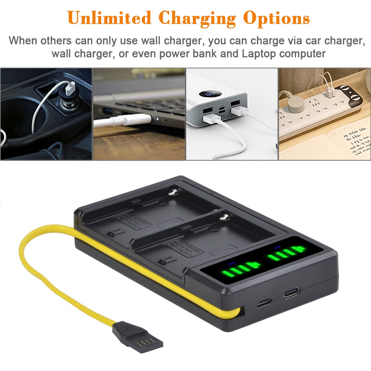 2800 mah np -f550 np-f570 batteri lcd usb Dobbel lader til yongnuo viltrox ledet videolampe  yn300 ii yn300 iii  yn600 luft