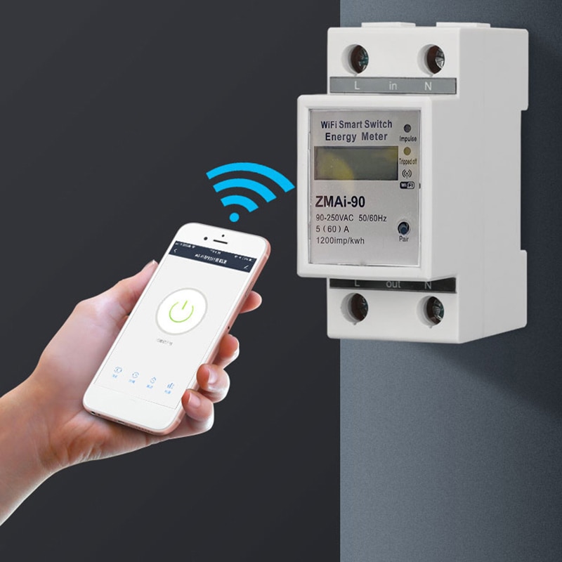 Wifi älykäs virtamittari kytkin virrankulutus energianvalvontamittari 110v 220v din kisko smart life/tuya -sovelluksen kaukosäädin