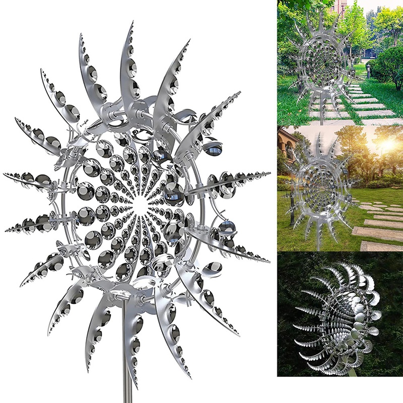 Moulin à vent en métal Unique et magique, Spinners à vent cinétiques en métal avec piquet en métal, décoration de jardin d'extérieur