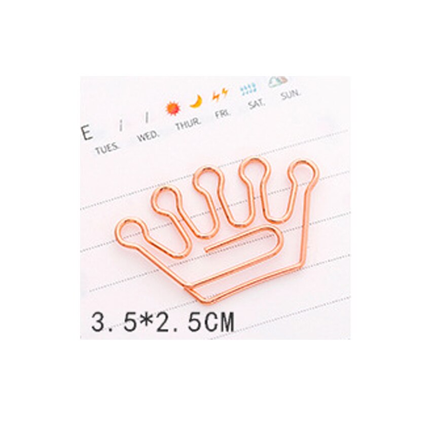 50pcs/lot Kawaii And Cute Planner Tools Metal Mini Clips Photos Stationery Metal Binder Clips: Rose gold Crown