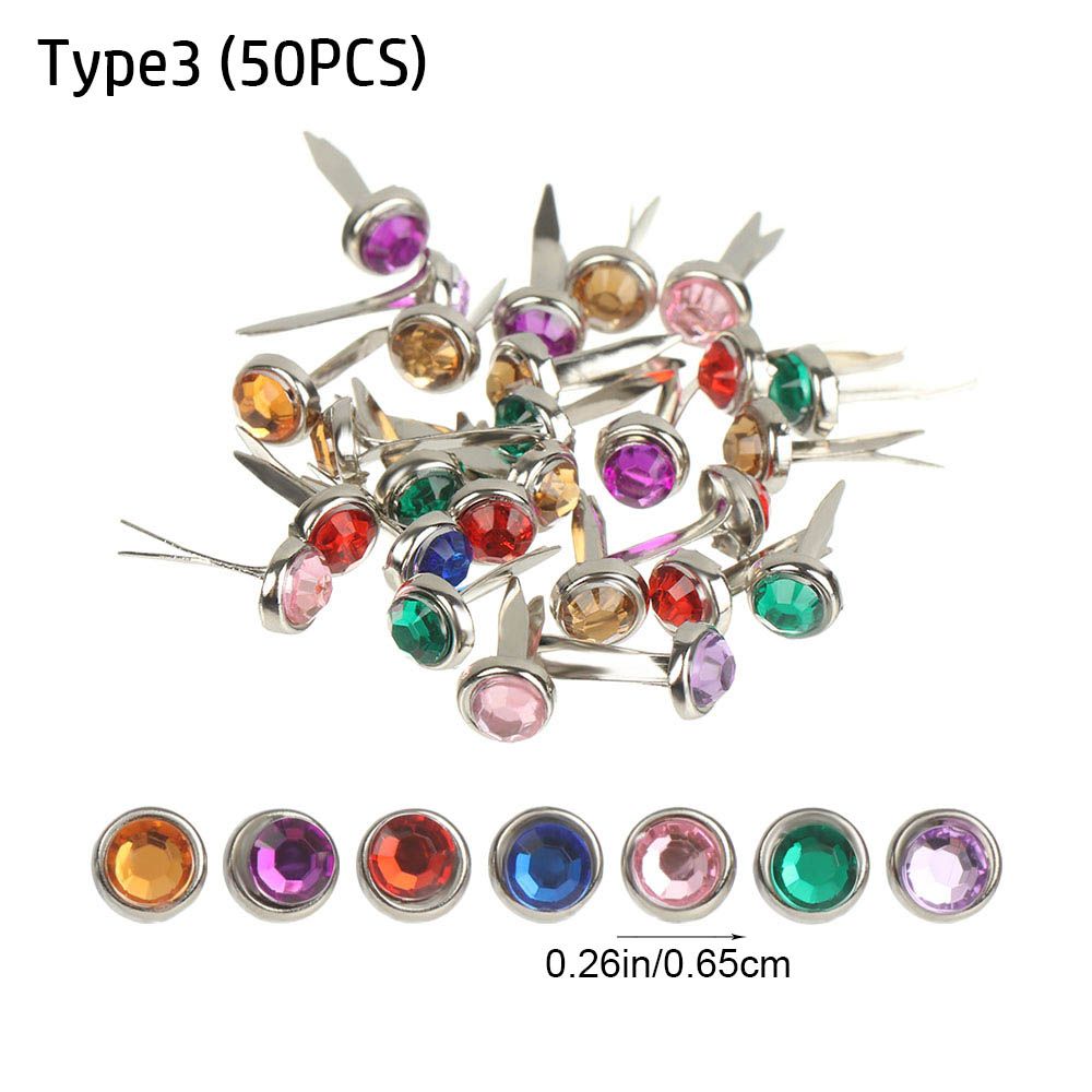 100Pcs Metal Studs Spikes Mini Brads Scrapbooking Versiering Sluiting Sluiting Diy Fotoalbum Ambachten Decoratieve Tweevoetige Nail: Type 3(50PCS)