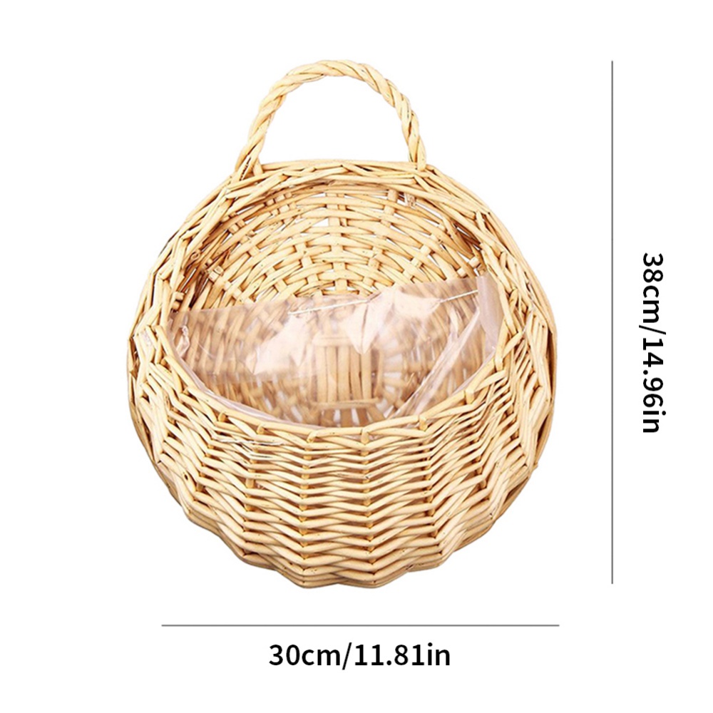Hanging Planter Basket Handmade Hanging Wicker Rattan Flower Basket With A Plastic Film For Flower Planting Beautiful Practical: Orange
