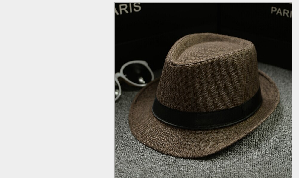Efterår klassiske herrer kvinder halm fe hat bred rand panama hat sommer hat herre eller damer knusbare fe hat: Kaffe