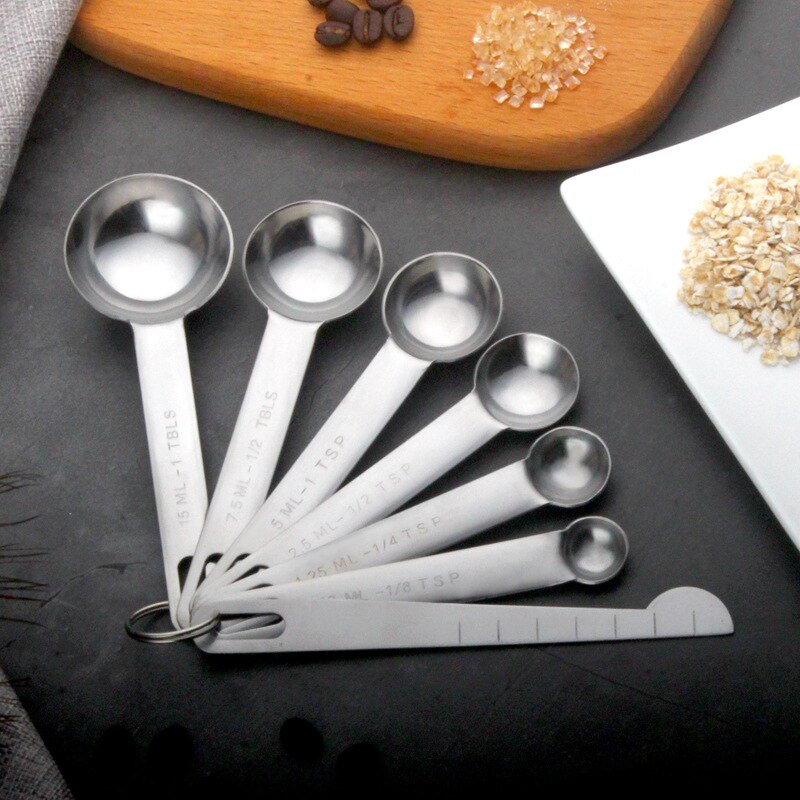 4pcs/7pcsMeasuring Cups Measuring Spoons Set Stainless Steel Measuring Cup Spoon for Baking Tea Coffee Kitchen Measuring Tools