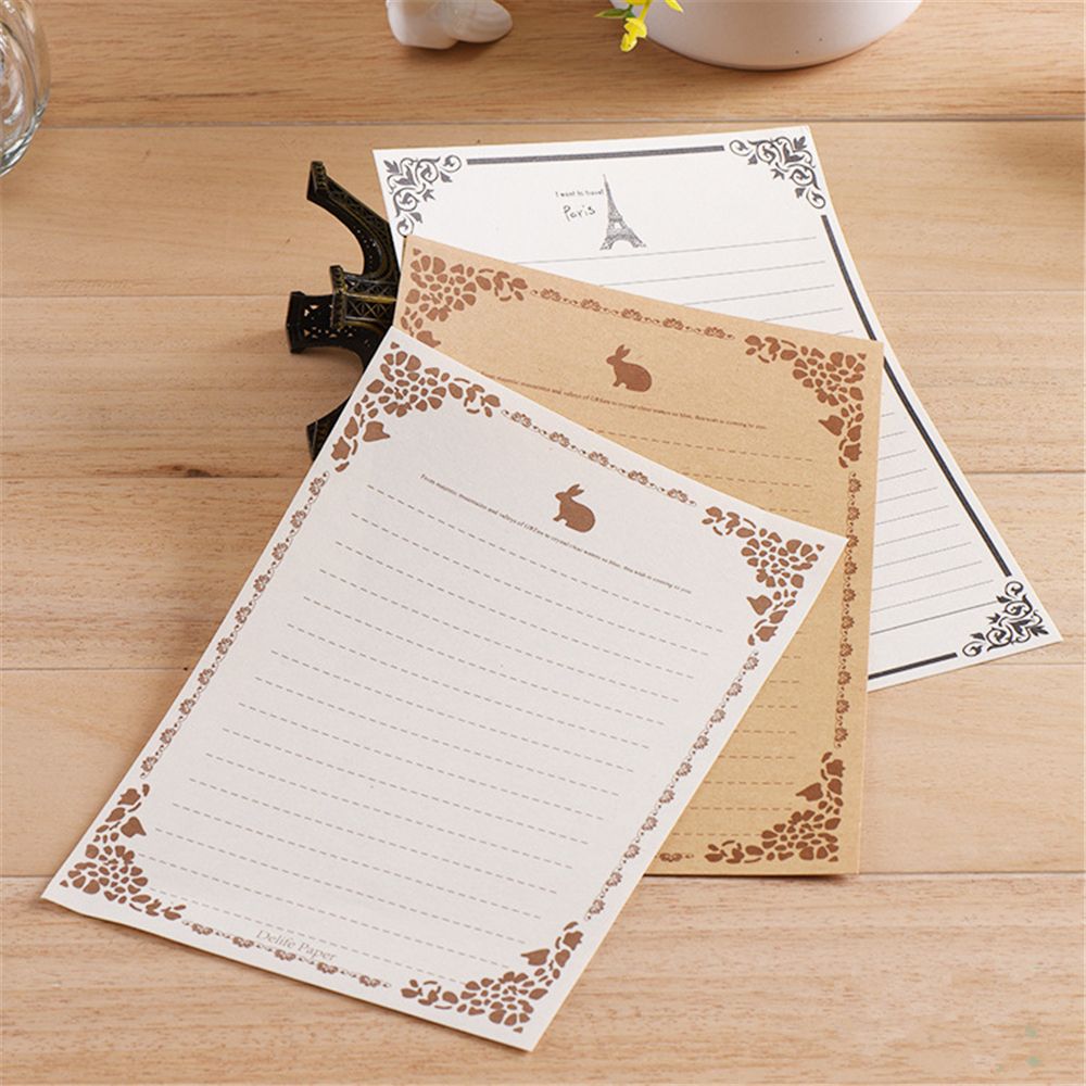 8 Sheets Vintage Retro Writing Stationery Paper Pad Note Letter Set