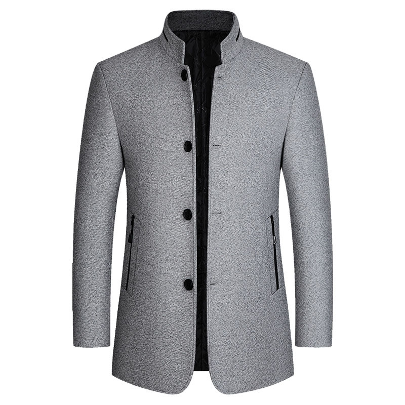 Mens Woolen Jackets Men&#39;s Autumn Winter Wool Blends Jacket Coat Men Casual Stand Collar Warm Outerwear Jackts Male Clothes 4XL: Light gray / 4XL