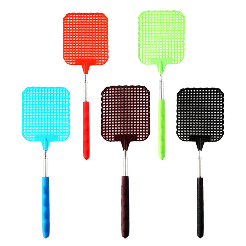 5Pcs Intrekbare Plastic Vliegenmepper Rvs Zomer Levert Mug Killer Thuis Dagelijks Telescopische Vliegenmepper