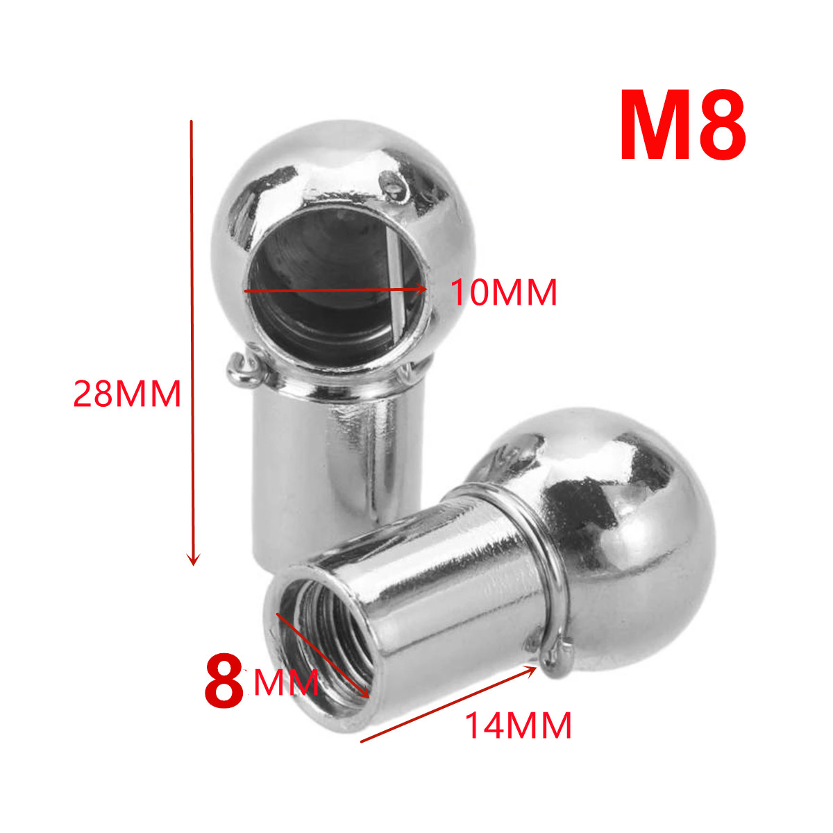 2 stk. universal  m6 m8 gassfjær stangendebeslag kulestiftkobling ventilfjærholder for bagasjerom panser bagasjerom hjem