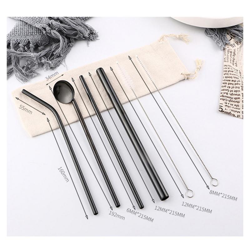 4 Pcs Rvs Metalen Rietje Herbruikbare Rietjes En 2 Cleaner Brush Kit Bar Accessoires Metalen Cocktail Rietjes