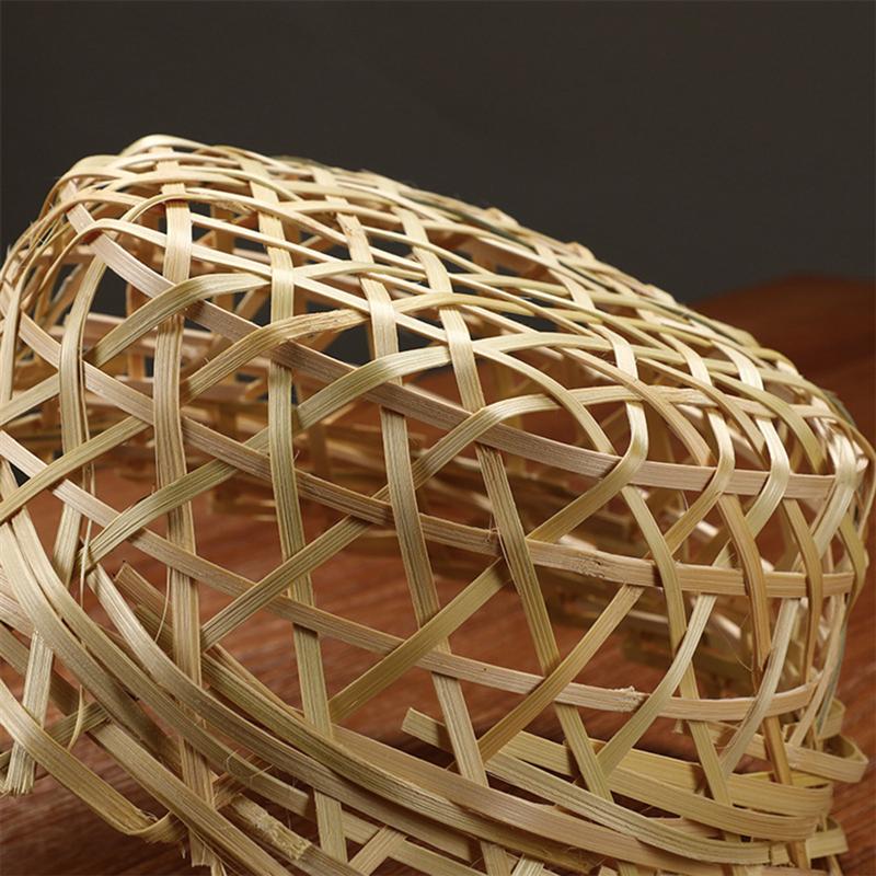 Bamboo Woven Oyster Basket Mini Oyster Container Oyster Storage Jar for Home Office Restaurant (Size S)