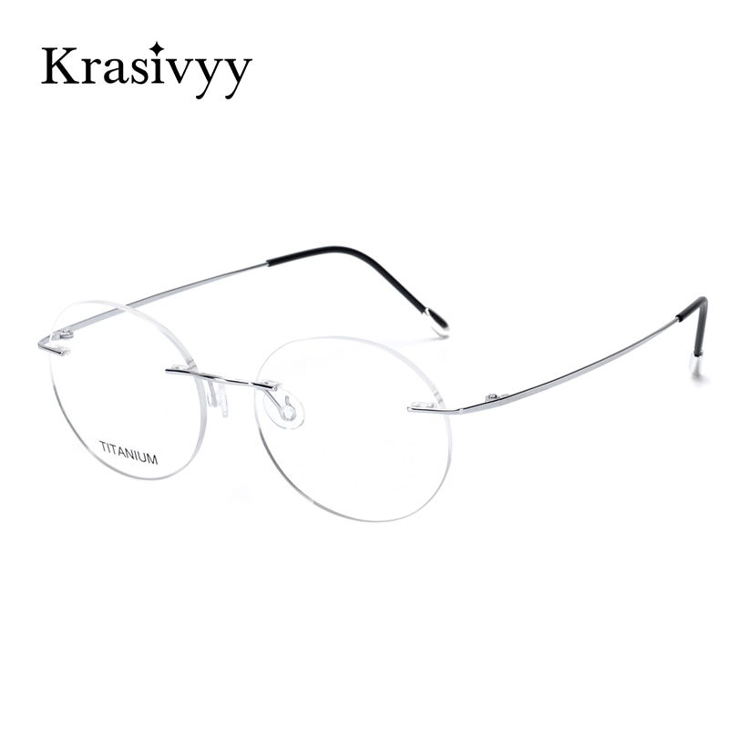 Krasivyy Puur Titanium Randloze Optische Glazen Frame Mannen Vintage Ronde Recept Bril Vrouwen Bijziendheid Koreaanse Eyewear