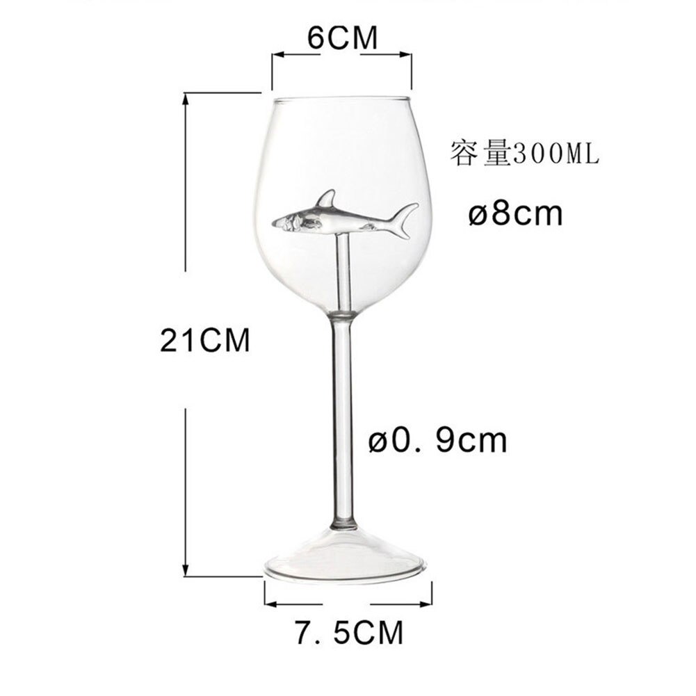 Copa de vino tinto The Original Shark, cristal para flautas de , 21x7,5 cm, todo tipo de vino tinto, 1 unidad: Shark 21cm