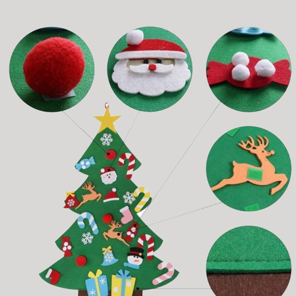 3D Christmas Tree Cartoon Felt Christmas Tree DIY Decoration for Home Door Wall Hanging Ornaments Children