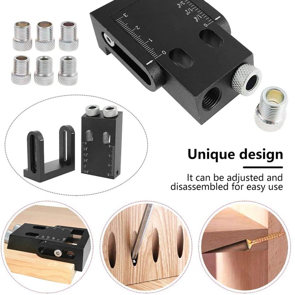 Woodworking Guide Positioner Kit Oblique Hole Locator Positioner Drilling Bits Jig Clamp Woodworking Kit 15 Angle