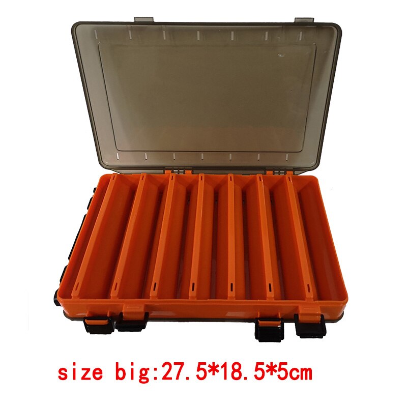 Aquarium Outdoor Large-capacity Fishing Tackle Box Double-decker Sub-bait Box Portable Bait Fishing Gear Storage Box Fish Tank: Size-big Orange