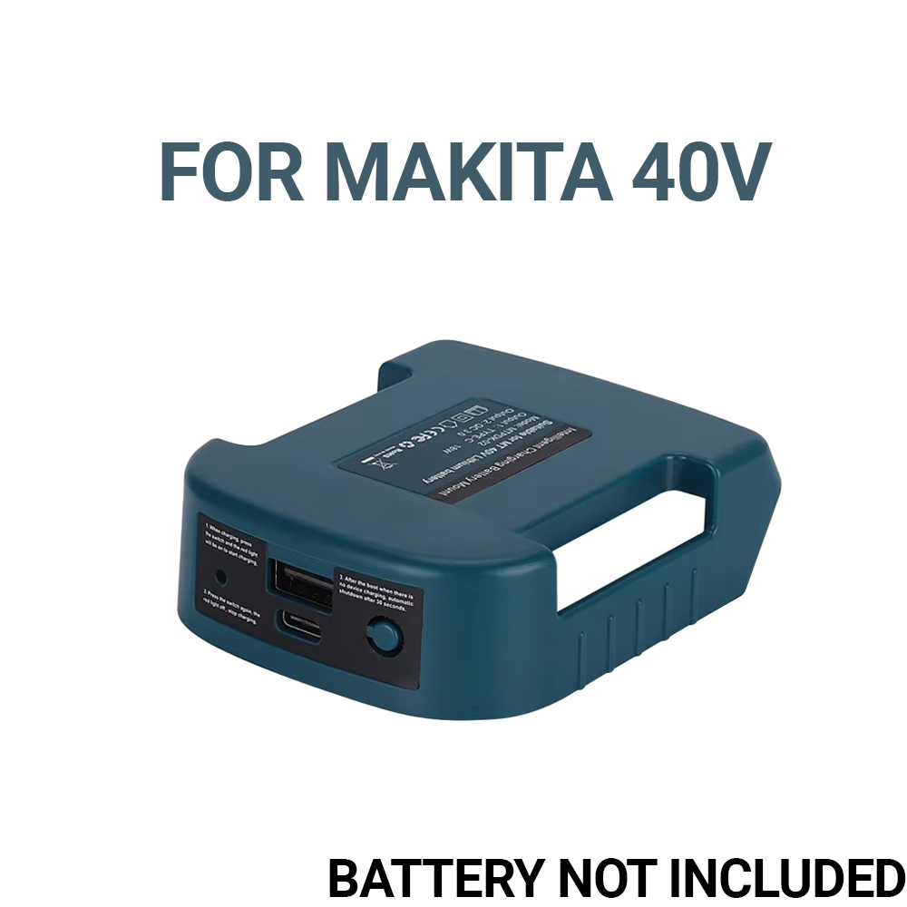 USB Fast Charger Adapter voor Makita/Ryobi/Greenworks 40V Li-ion Batterij Rack Houder USB Type-C Snelle Opladen Interface: Black