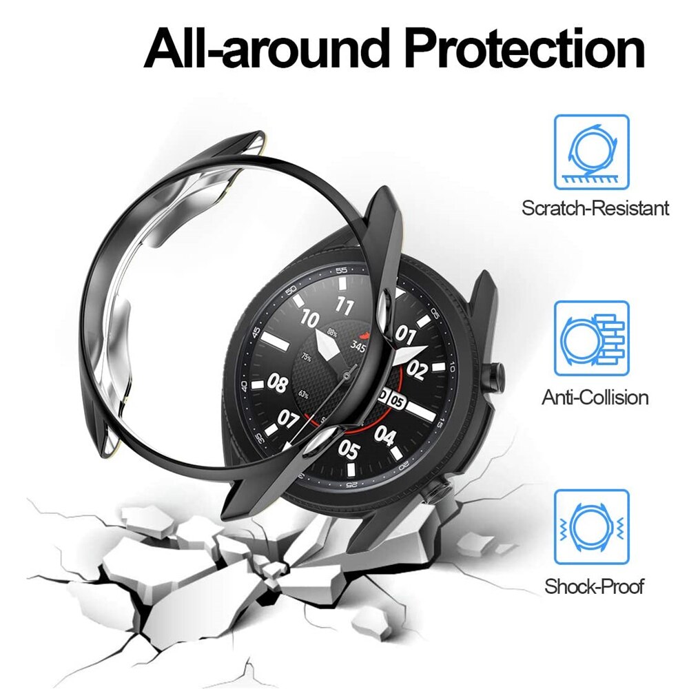 Galaxy watch 3 etui + bezel ring 45mm 41mm til samsung galaxy watch 3 41mm 45mm bezel loop cover og protector cover tilbehør