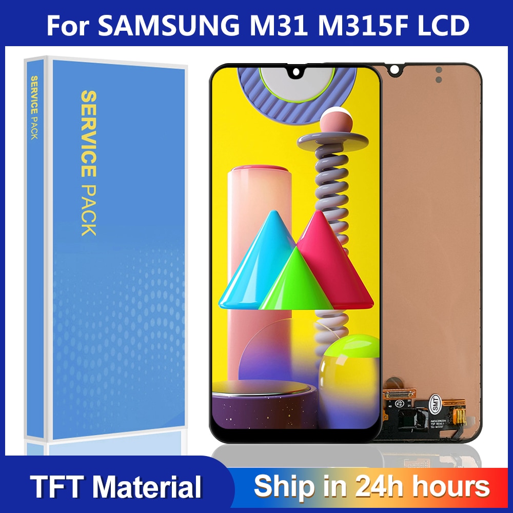100%  test til samsung galaxy  m31 lcd  m315 m315f sm -m315f lcd display berøringsskærm digitizer enhed udskiftning