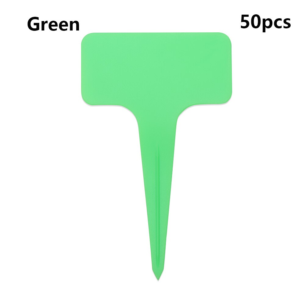 50PCS/Pack Reusable Plastic Garden Tools Farm Seedling Mark Plant Tag T-shape Flower Sign Plate Gardening Labels: Green