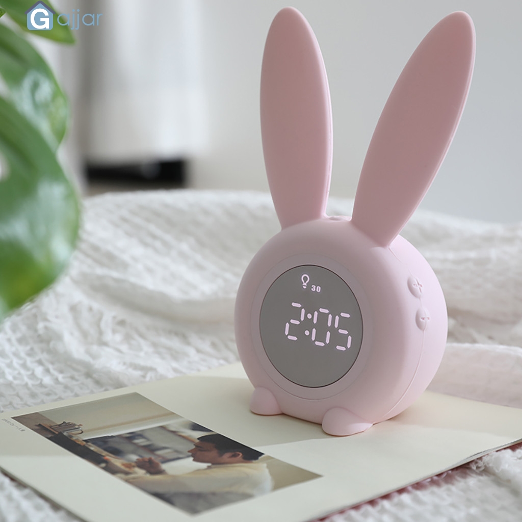 Sød kanin vækkeur led digital snooze tegneserie elektronisk ur container køler 19 maj 30