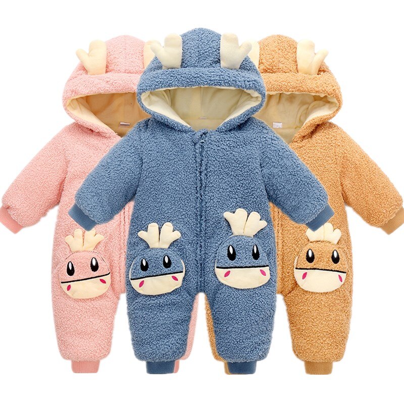 Otoño Invierno general para niños infantil de algodón engrosada ropa con capucha de bebé de dibujos animados niños niñas mono ropa para bebés