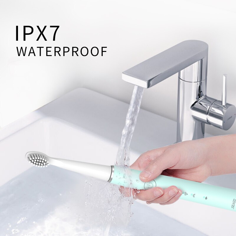 Seago Electric Toothbrush USB Rechargeable Sonic Tooth Brush for Female and Girl with 3 soft Brush heads box