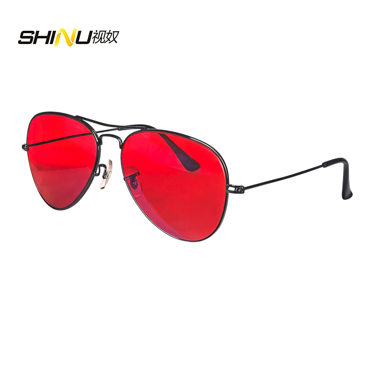 Shinu óculos anti-luz azul masculino, lentes laranja, filtro de luz azul, melhor descanso para dormir, armação de metal: Preto / Transparente