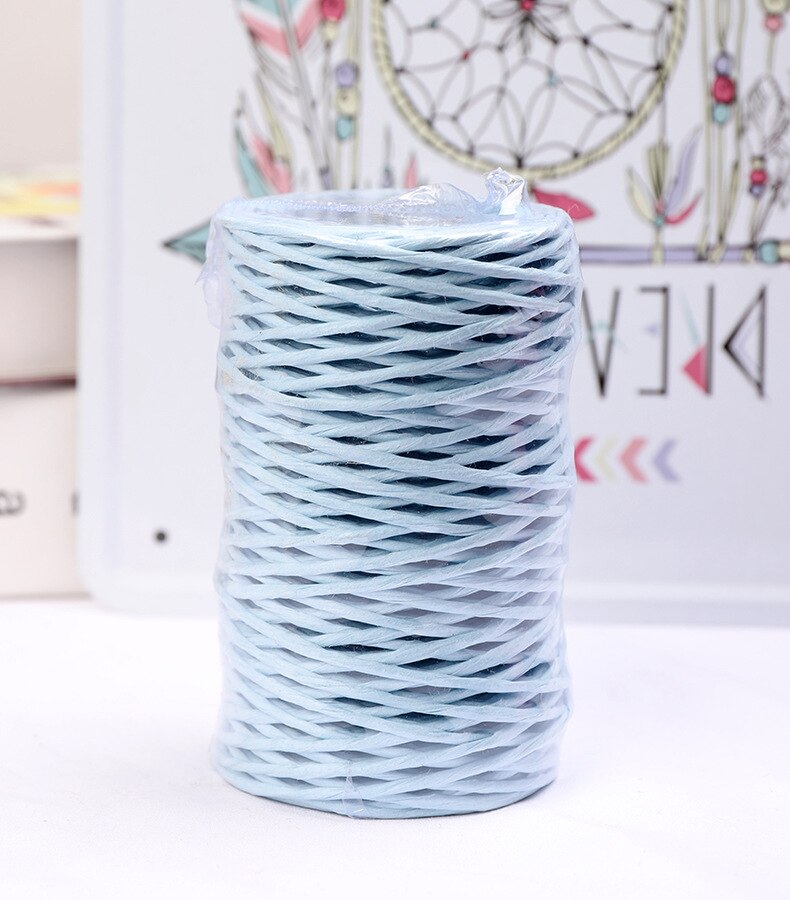 2mm 55 yards With Wire Paper Rope Kindergarten Children Weaving Paper Rattan Handmade DIY Materials To Make Flower Basket Vase: sky bule