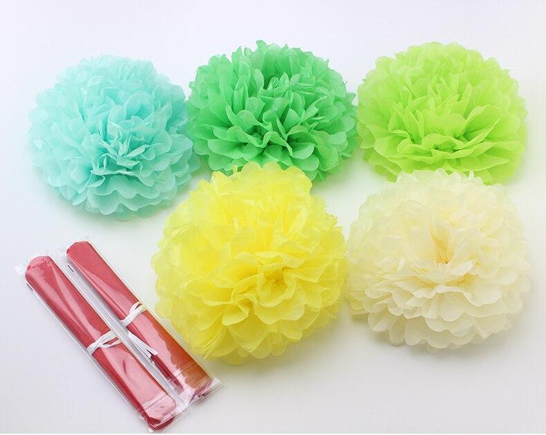 Mixed Size Tiffany Blue Chinese Tissue Paper Artificial Flower Balls Wedding Decoration Crafts Party Home Festive Event Supplies
