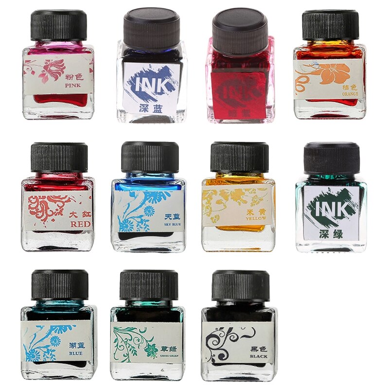 25ml Bottled Glass Smooth Writing Fountain Pen Ink Refill School Student Stationery Office Supplies 11 Colors