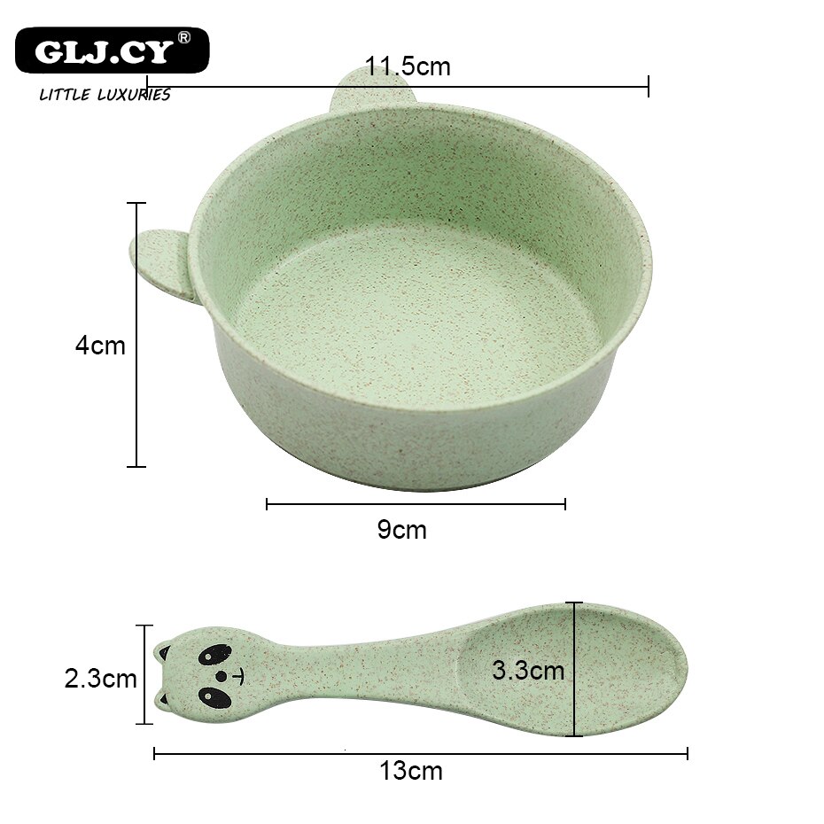 Vaisselle pour bébés vaisselle pour enfants, blé Panda, plats écologiques formation assiette, cuillère bol 2 pièces/ensemble