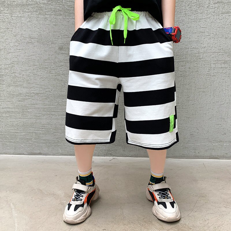 Summer Kids Boys Shorts 5 10 12 Years Striped Soft Cotton Sporty Shorts For Teenagers Big Boys 5-14Years Wear Sports Short Pants