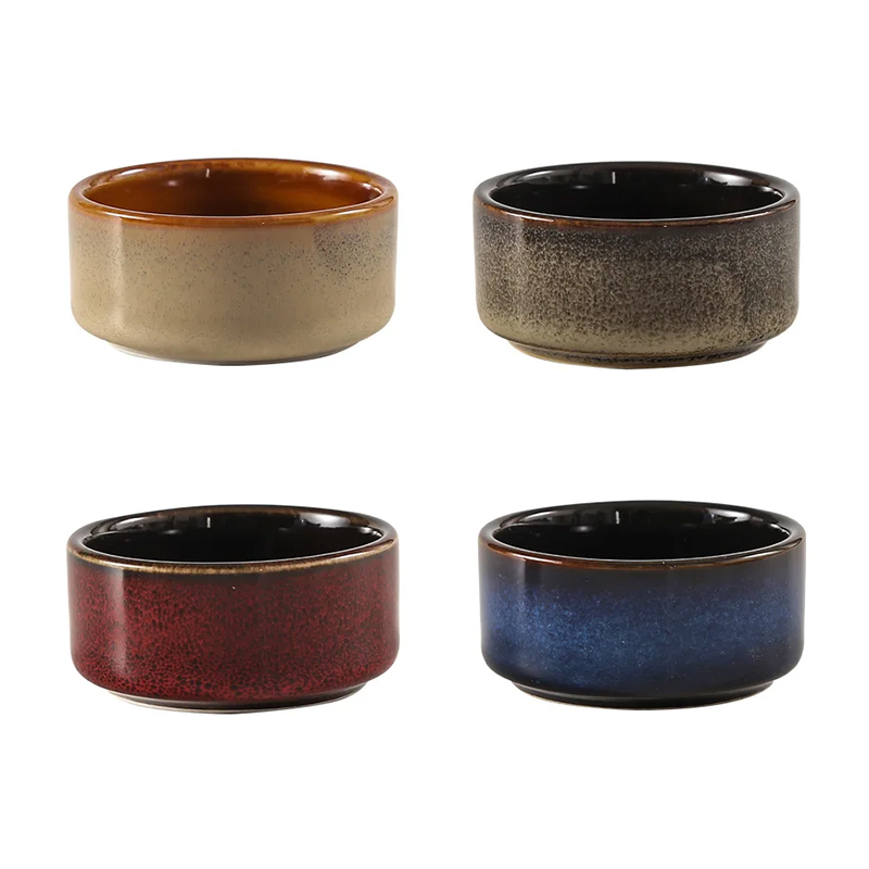 Ceramic Plate Small Round Seasoning Dipping Dish Tomato Sauce Soy Vinegar Plates Pickled Vegetable Salad Snack Bowl Sauce Dishes: grey