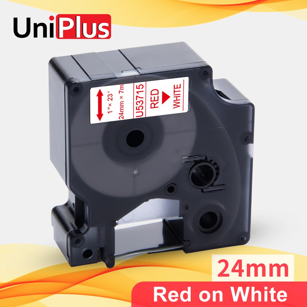 UniPlus 53713 Black on White 24mm Label Tape Compatible Dymo Tape D1 Label Maker for Dymo Label Printer Labeller LW450 LM500TS: Red on White