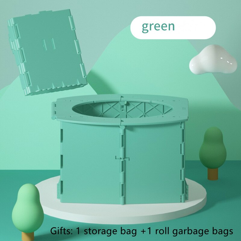 Draagbare Wc Vouwen Commode Toiletbril Porta Potje Auto Toilet Wasbare Stevige Compact Toilet Voor Camping Camping Apparatuur: Green with 2 Gifts