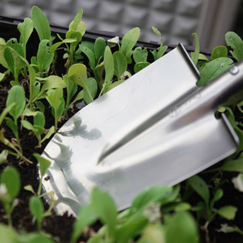 Garden Hand Trowel Dig Shovel and Plant Heavy Duty Stainless Steel Garden Spade Tool Smooth Vintage Style Natural Leather Strap