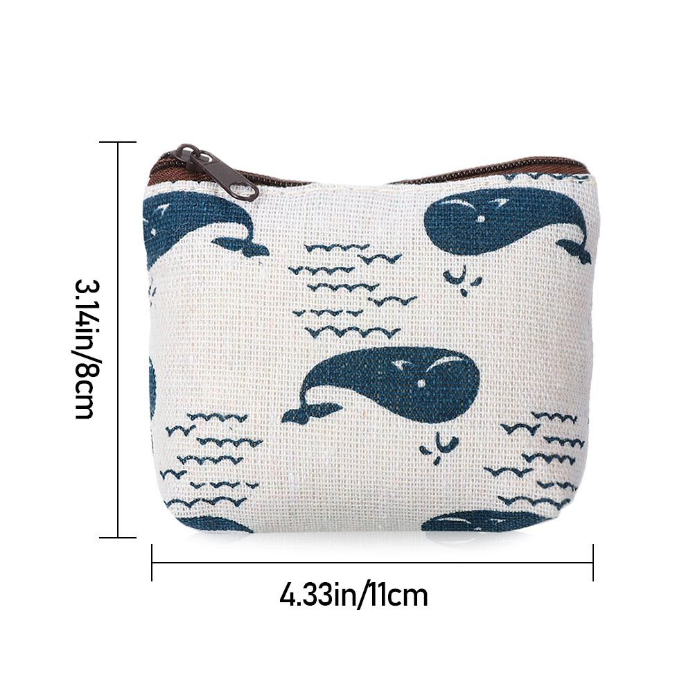 Kleine Portemonnee Case Pouch Houder Mini Nul Portemonnee Retro Klassieke Canvas Coin Purse Voor Vrouwen Meisje zip Portemonnee: whale