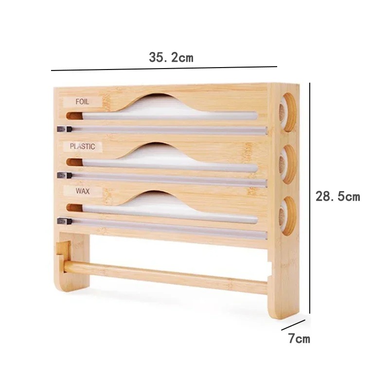 Keuken Bamboe Compartiment Vershoudfolie Tin Folie Cutter Box Keukenpapier Wandmontage Papieren Handdoek Keuken Organizer Accessoires: Light Grey