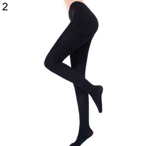 Classic Sexy Women Footed Tights Solid Color Thicken Pantyhose Ninth Pants Spring Autumn Tights: Black 2