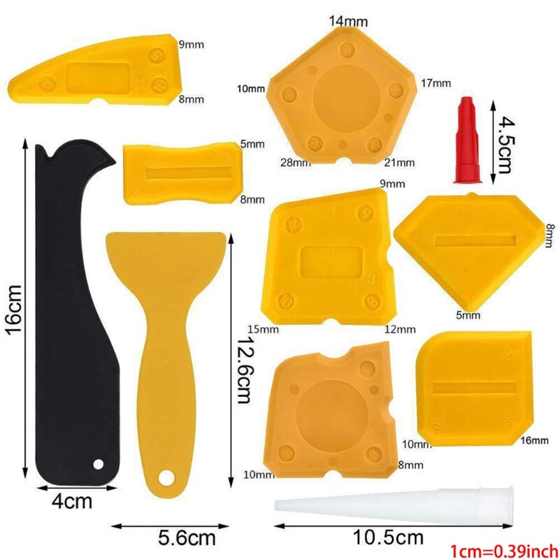 17 Pieces Caulking Tool Kit Silicone Sealant Finishing Tool Grout Scraper Caulk Remover and Caulk Nozzle and Caulk Caps