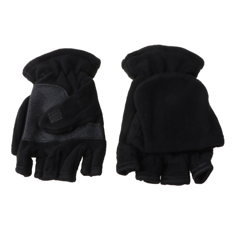 Gants demi-doigts en polaire | Hiver pour hommes et femmes, Double couche épaisse écran tactile, mitaines convertibles sans doigts: Female black