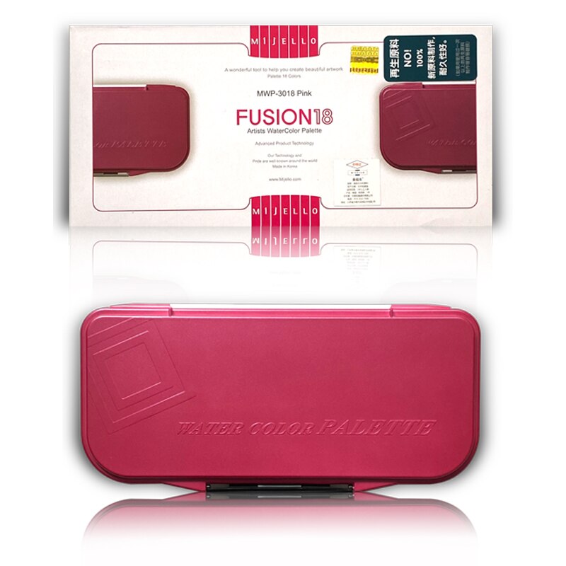 Originele Korea Mijello Aquarel Kleur Palet Met Kogelvrij Glas Palet 18 Rooster Coral Kleur Lege Plastic Box