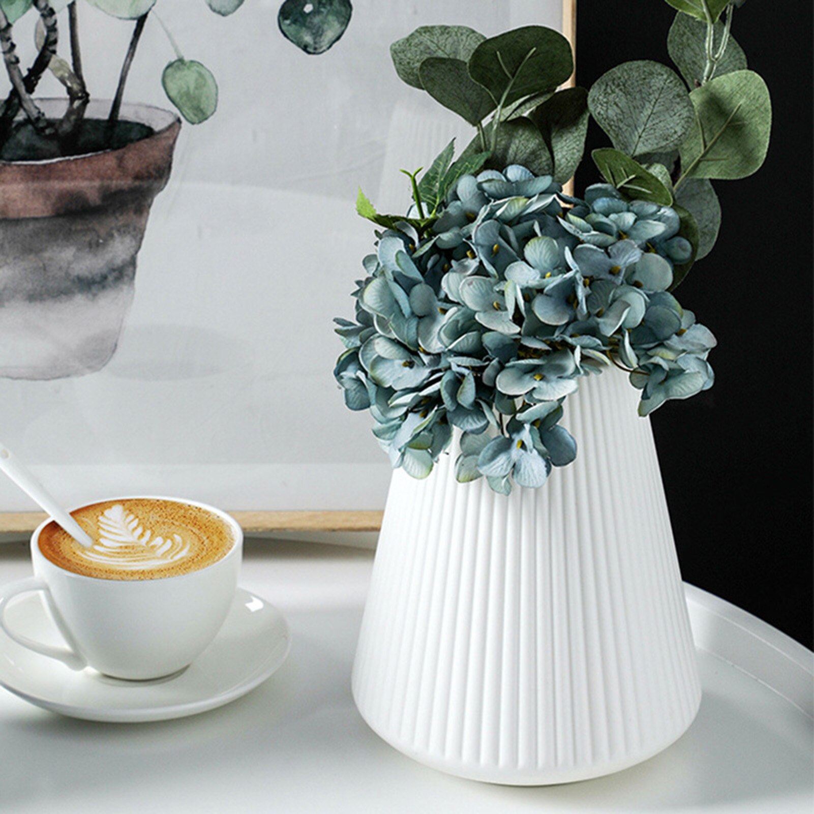Europese Stijl Creatieve Vaas Hydrocultuur Planten Anti-Keramische Vaas Plastic Niet-Breekbare Groene Plant Bloempot Woondecoratie