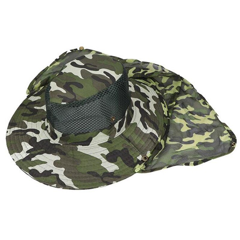 Gorros de senderismo Unisex para deportes al aire libre, sombrero de pesca y senderismo con protección UV, con solapa para el cuello y la cara, para hombre: light green